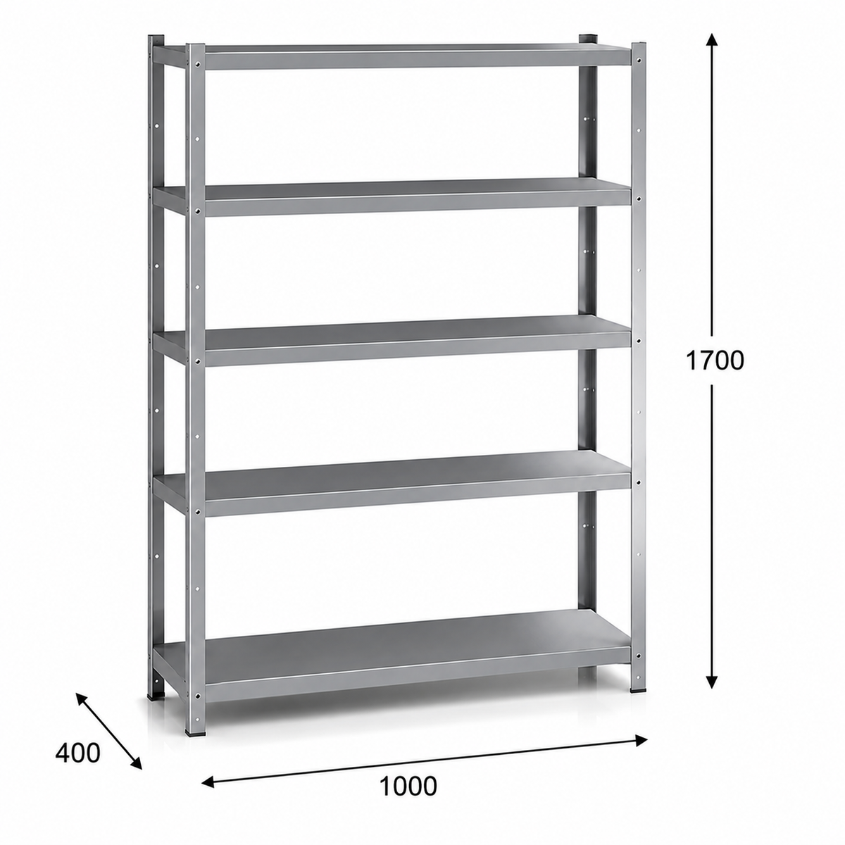 Estantería perfil ranurado 100x40x170 - 5 Niveles