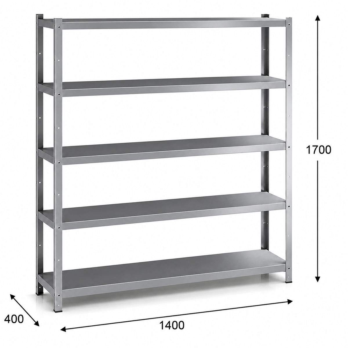 Estantería perfil ranurado 140x40x170 - 5 Niveles