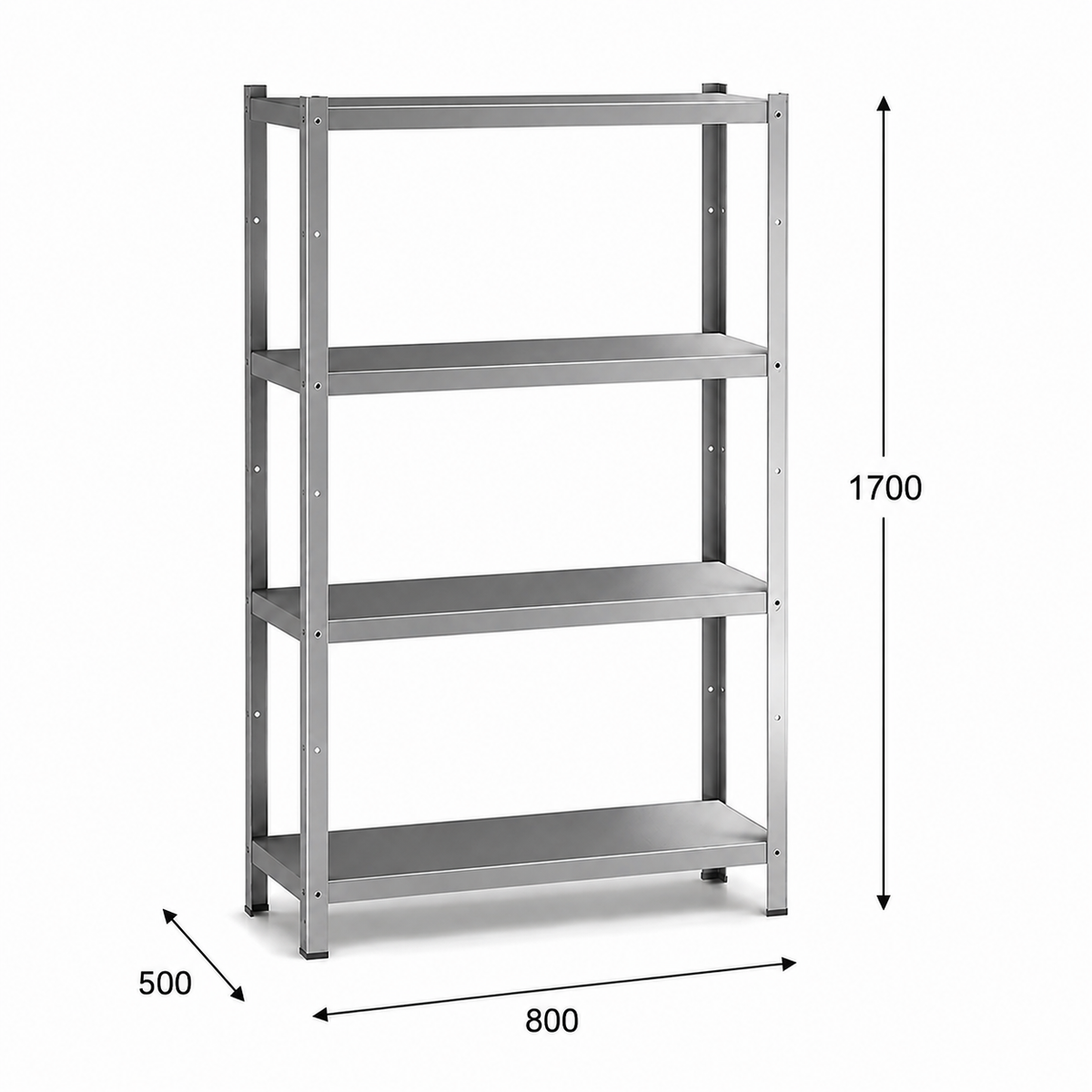 Estantería perfil ranurado 80x50x170 - 4 Niveles