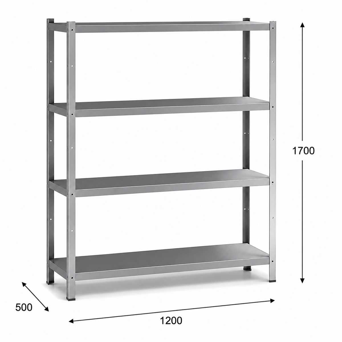 Estantería perfil ranurado 120x50x170 - 4 Niveles