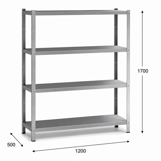Estantería perfil ranurado 120x50x170 - 4 Niveles