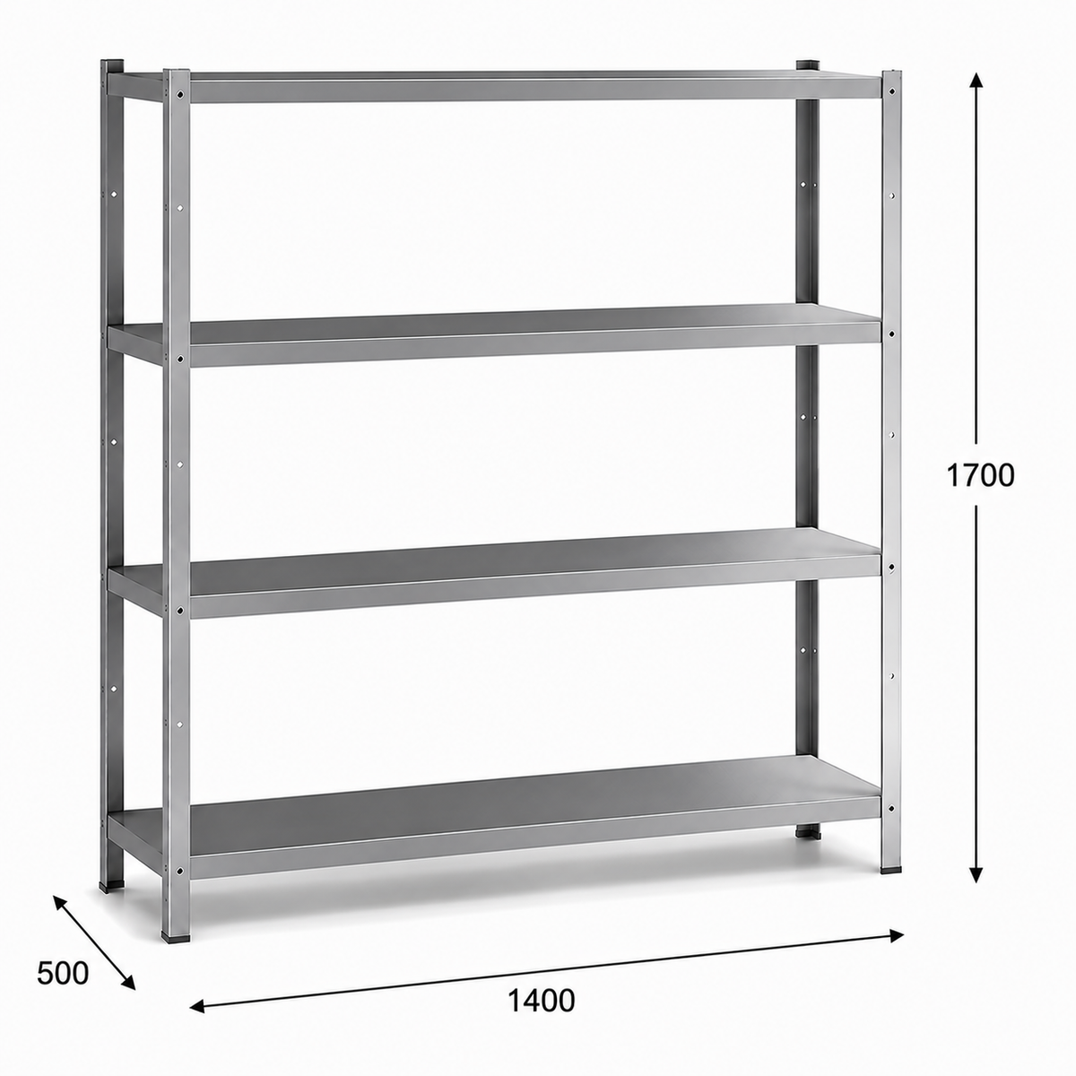 Estantería perfil ranurado 140x50x170 - 4 Niveles