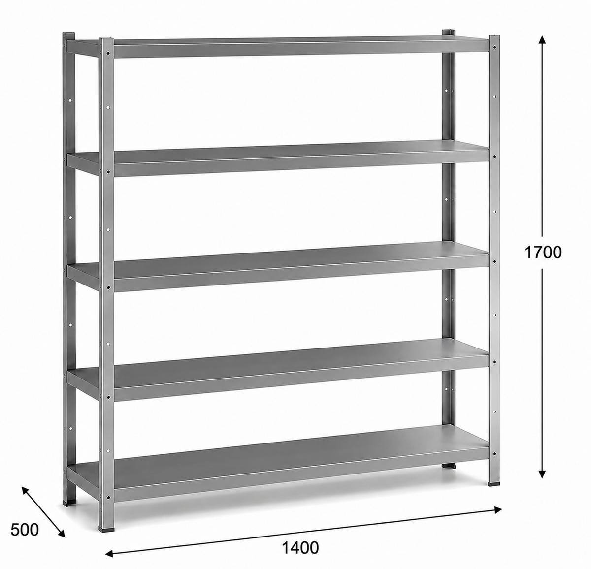 Estantería perfil ranurado 140x50x170 - 5 Niveles