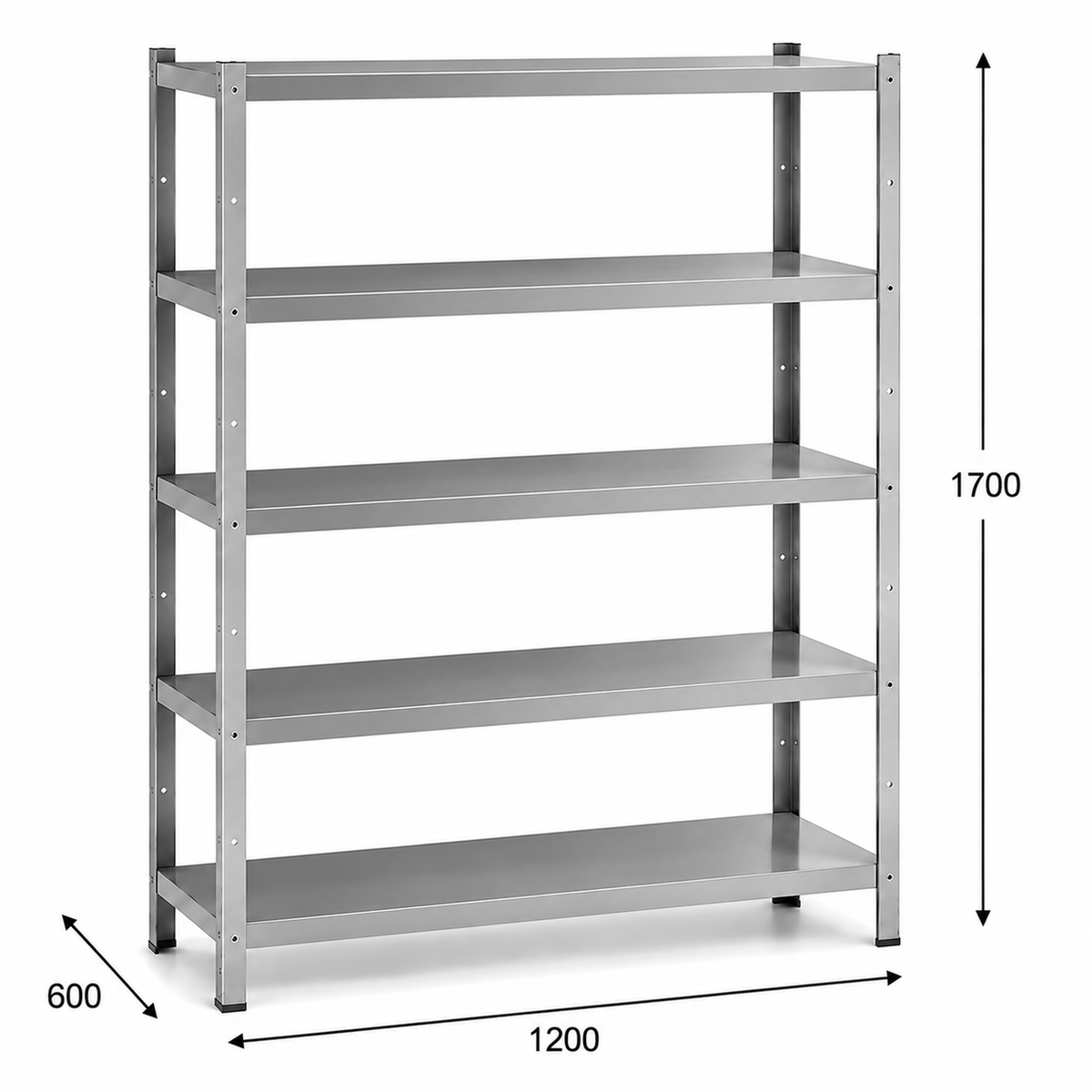 Estantería perfil ranurado 120x60x170 - 5 Niveles