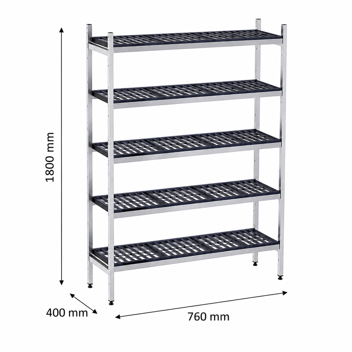 Estantería de pie lineal 76x40x180 - 5 Niveles