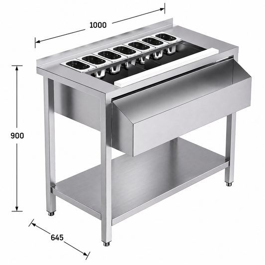 Mesa para combinados con estante 100x64,5x90
