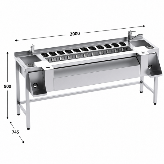 Mesa coctelera 200 con marco de refuerzo 200x74.5x90