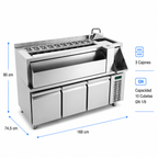 Mesa Coctelera Refrigerada 1600 (Fregadero Derecha) Eratos