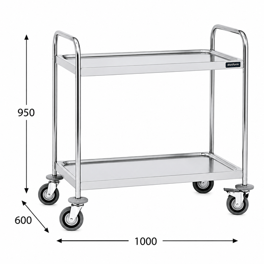 Carro de Servicio Inox 2 Estantes Desmontado 99.5x59.5x95