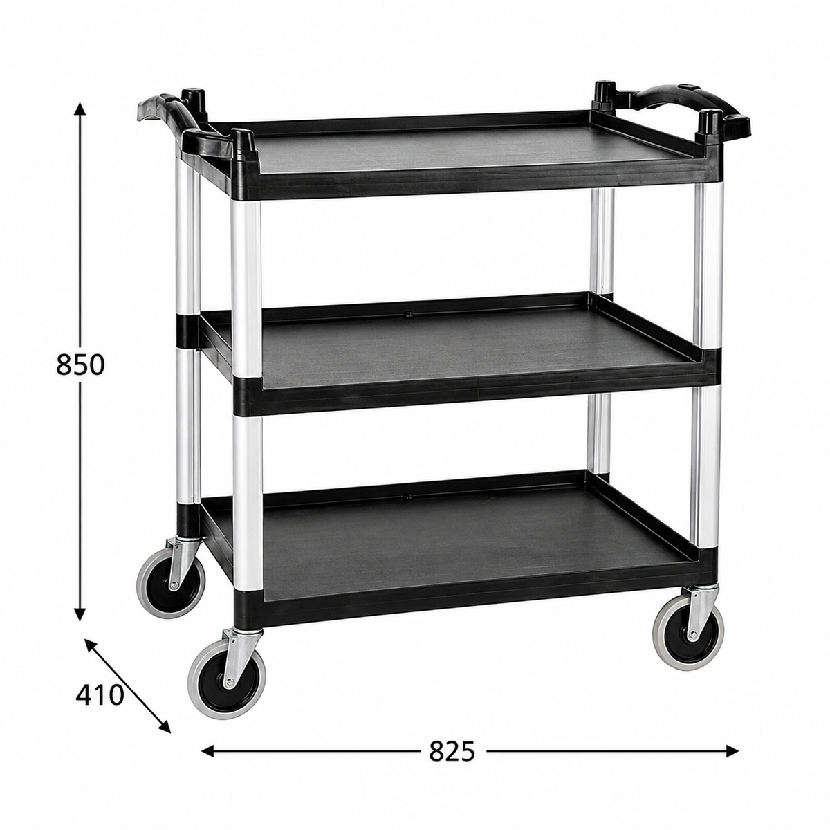 Carro de Servicio Aluminio y Polipropileno 3 Estantes 82.5x41x85 Distform