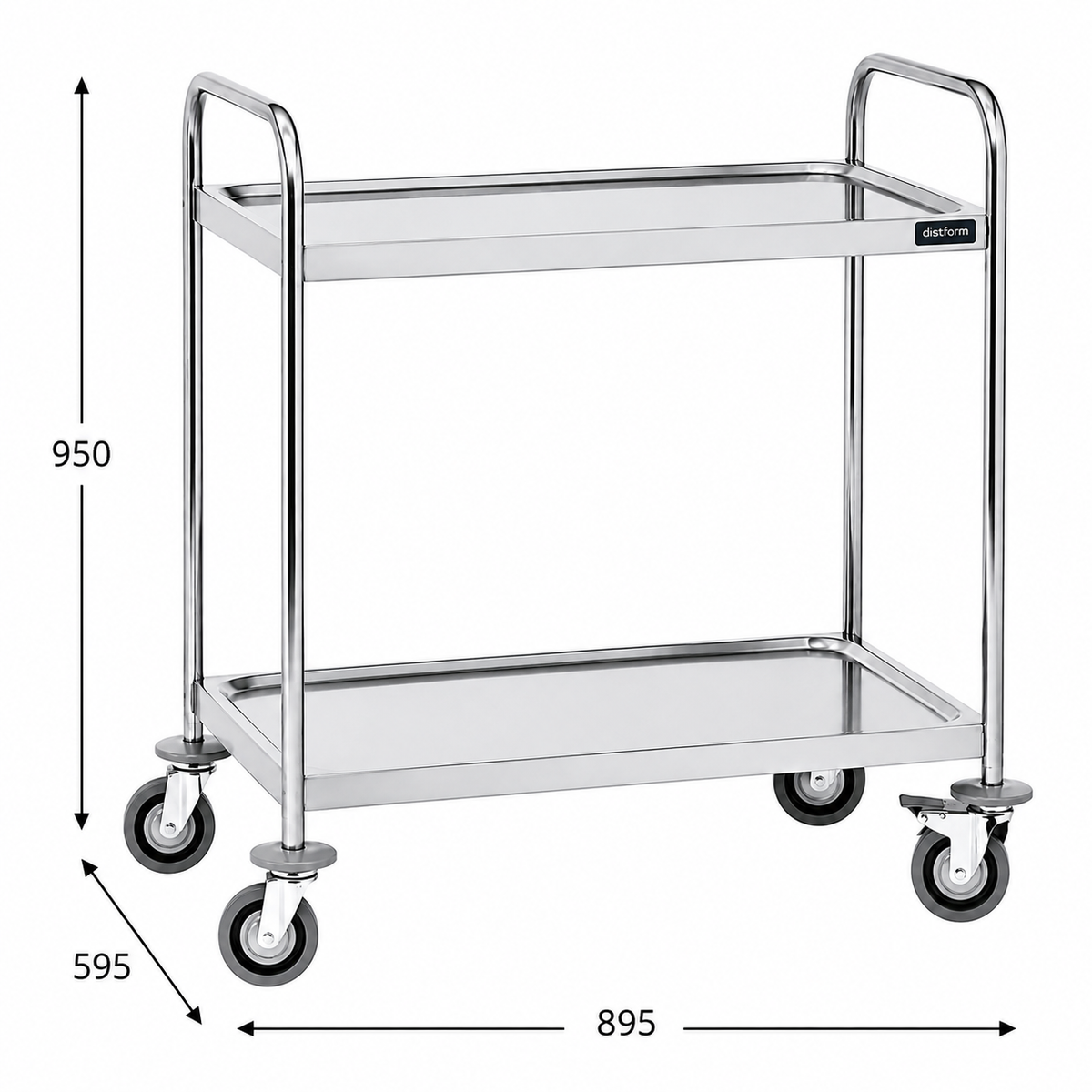 Carro de Servicio Inox 2 Estantes Desmontado 89.5x59.5x95