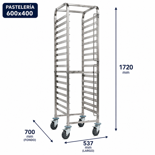 Carro pastelero alto longitudinal