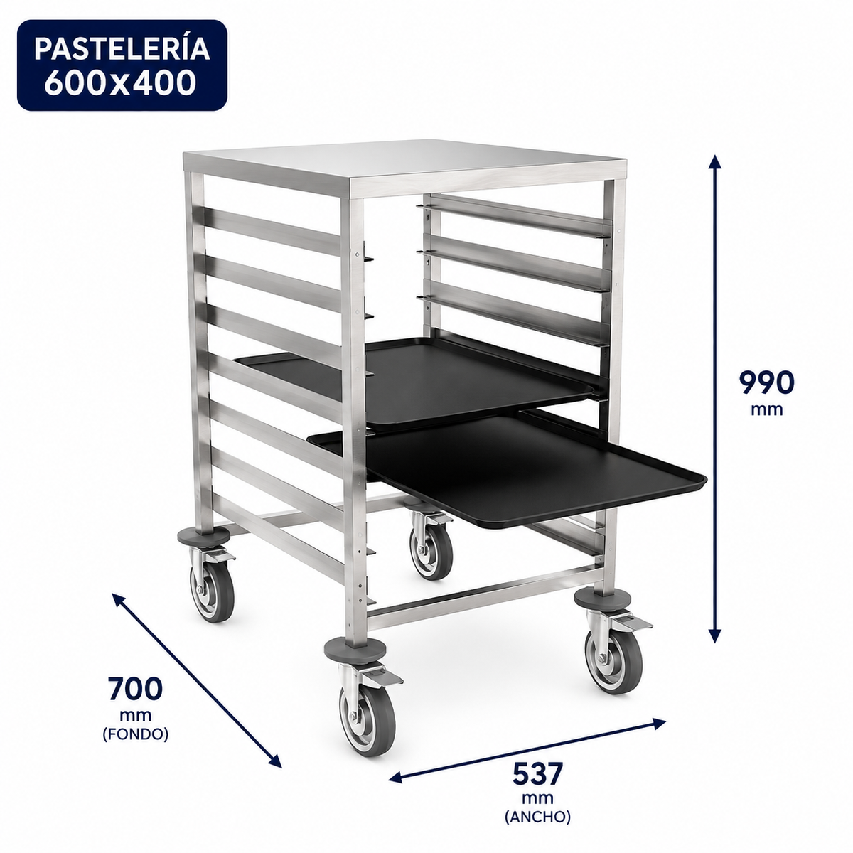 Carro pastelero bajo longitudinal