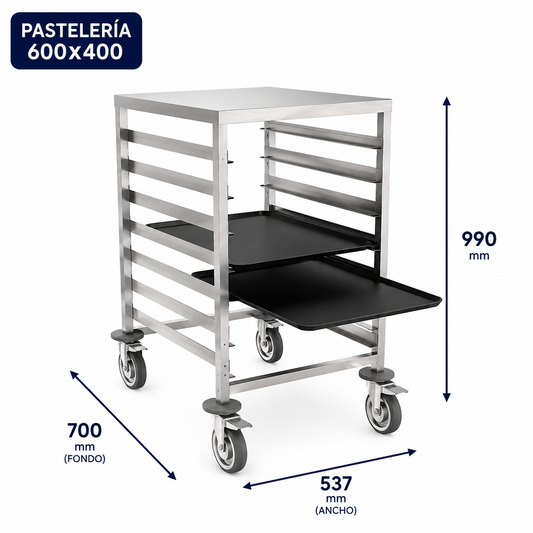 Carro pastelero bajo longitudinal