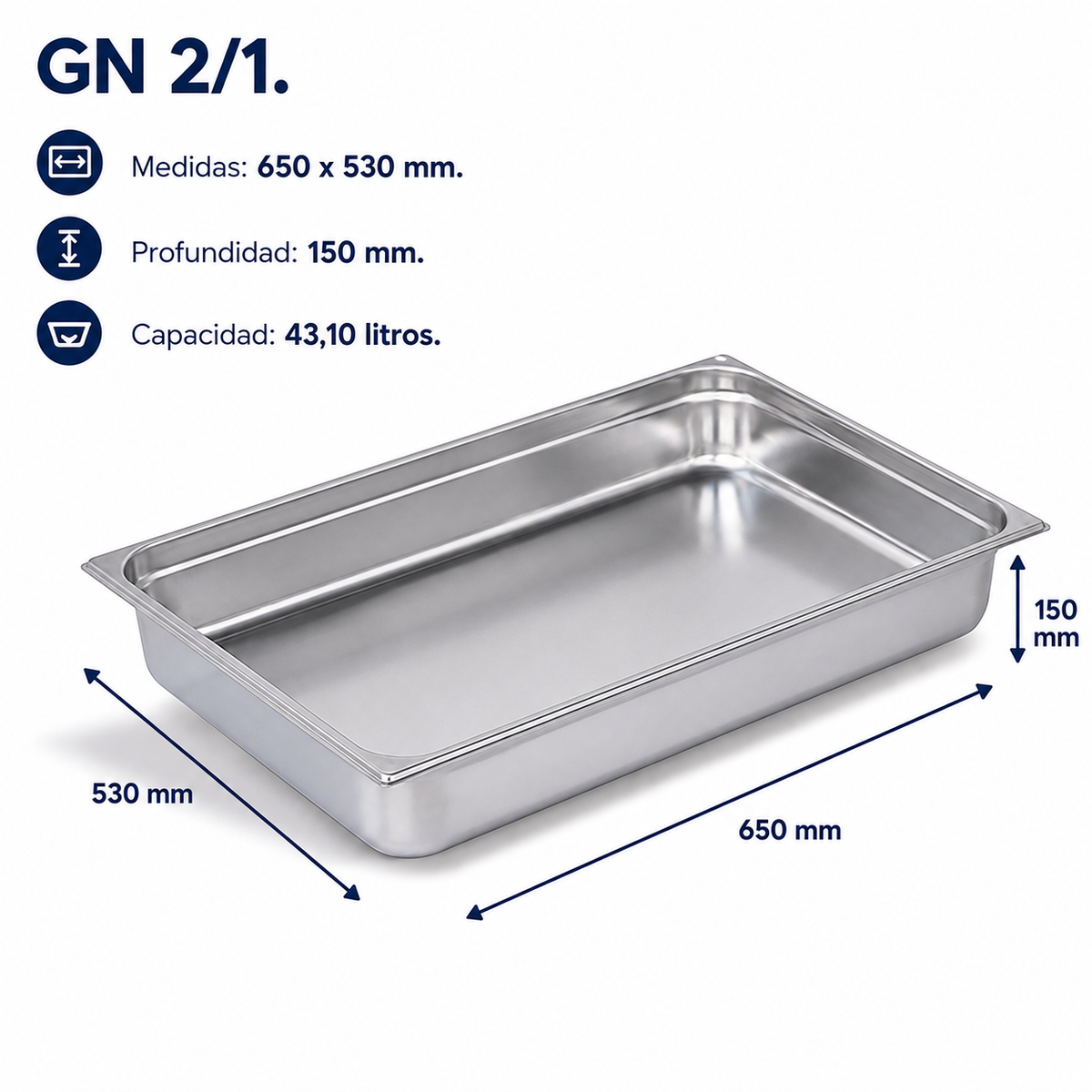 Cubeta Gastronorm 2/1 Lisa 150mm
