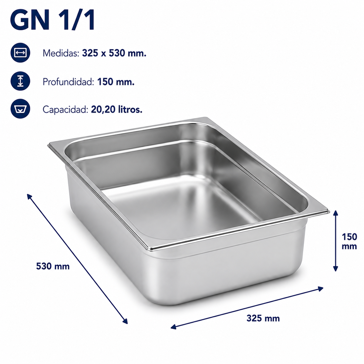 Cubeta Gastronorm 1/1 Lisa 150mm