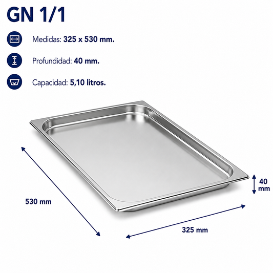 Cubeta Gastronorm 1/1 Lisa 40mm