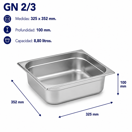 Cubeta Gastronorm 2/3 Lisa 100mm