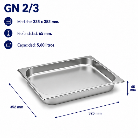 Cubeta Gastronorm 2/3 Lisa 65mm