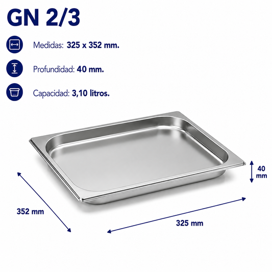 Cubeta Gastronorm 2/3 Lisa 40mm