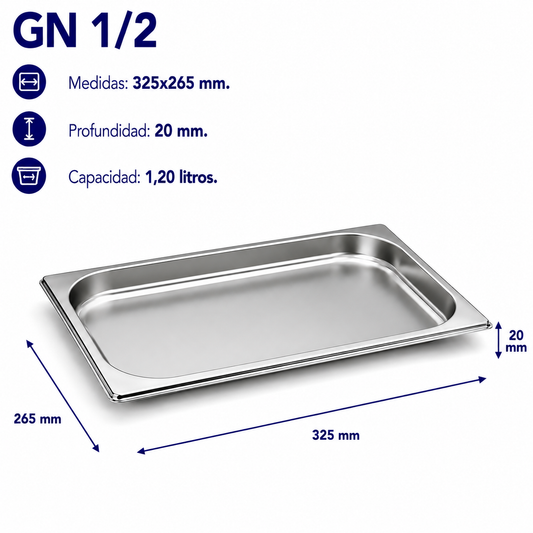 Cubeta Gastronorm 1/2 Lisa 20mm