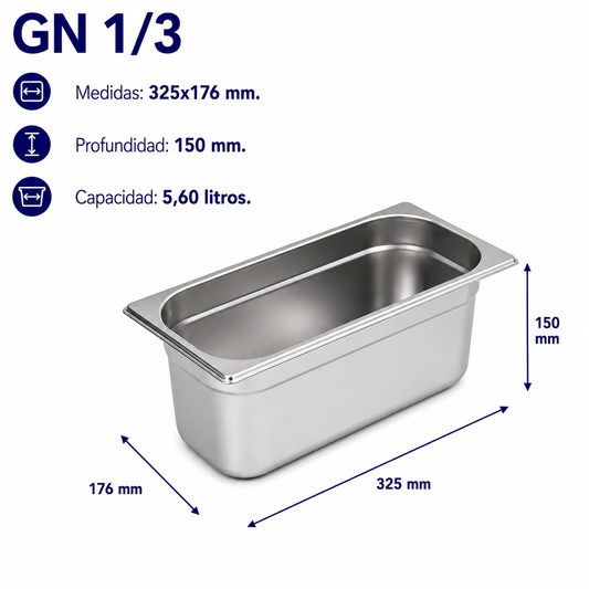 Cubeta Gastronorm 1/3 Lisa 150mm