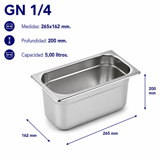 Cubeta Gastronorm 1/4 Lisa 200mm