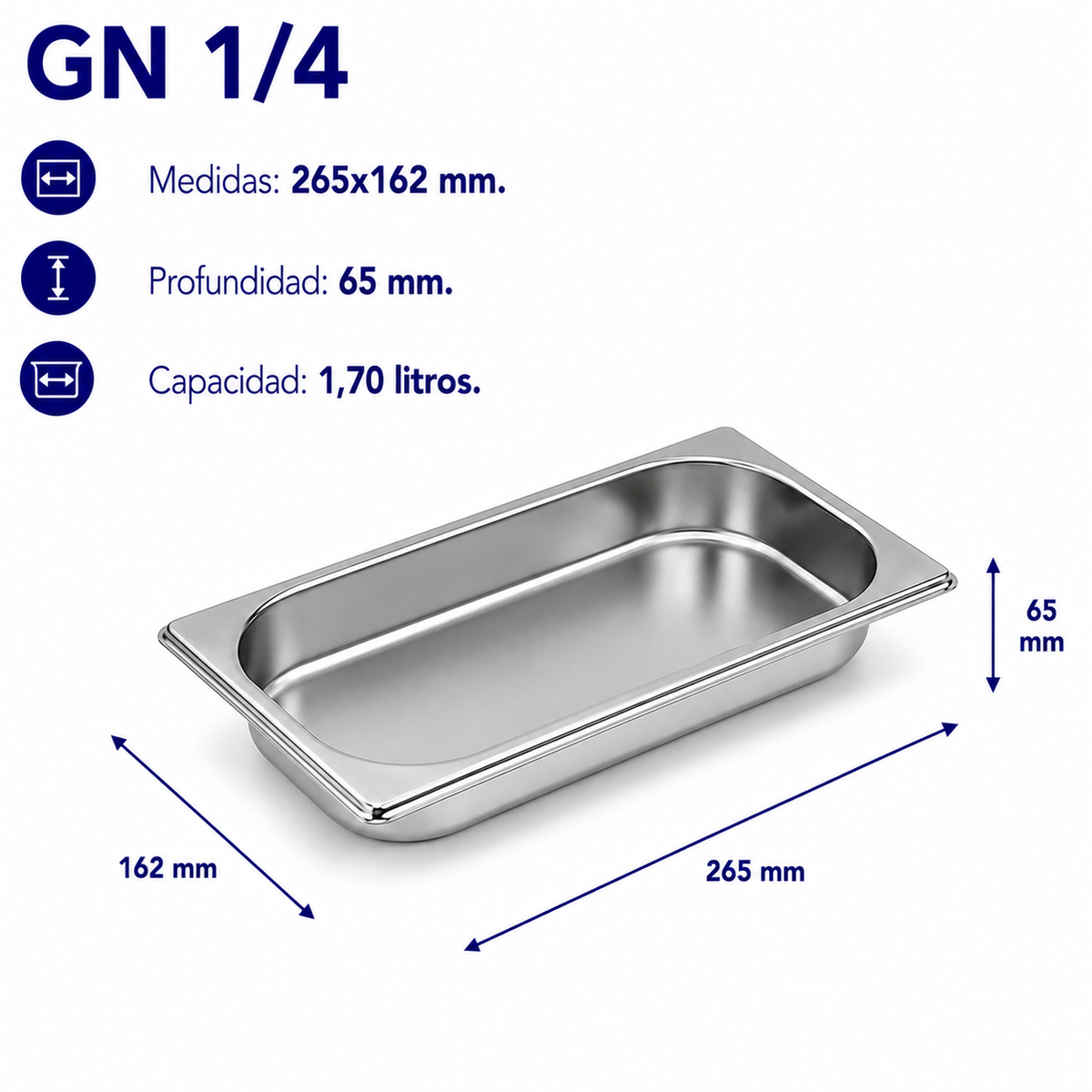 Cubeta Gastronorm 1/4 Lisa 65mm