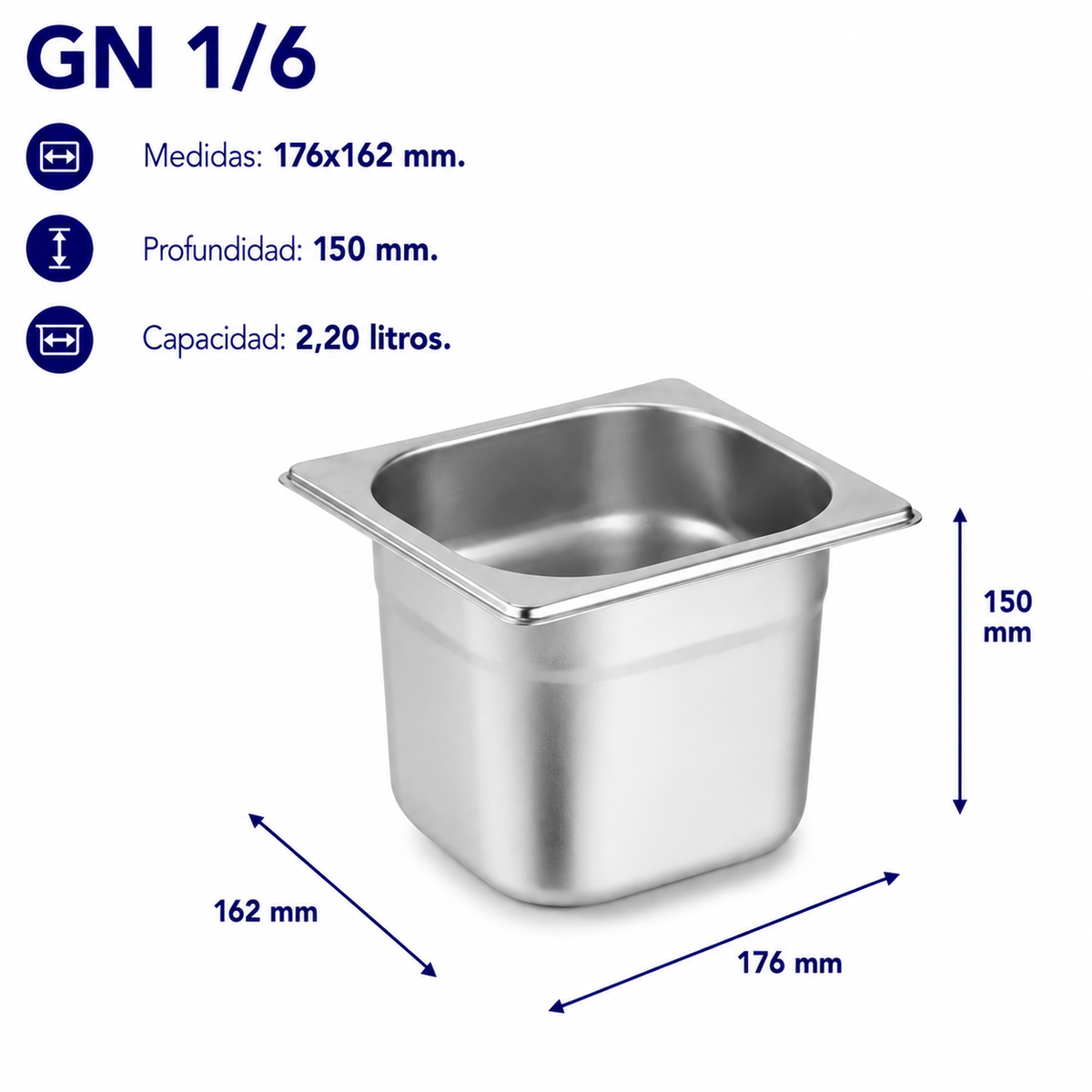 Cubeta Gastronorm 1/6 Lisa 150mm