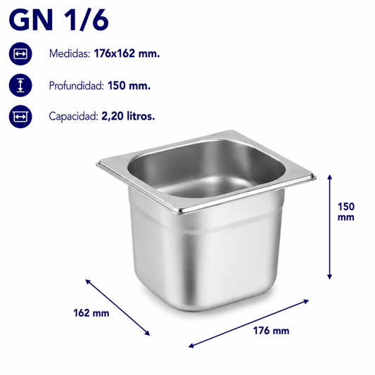 Cubeta Gastronorm 1/6 Lisa 150mm