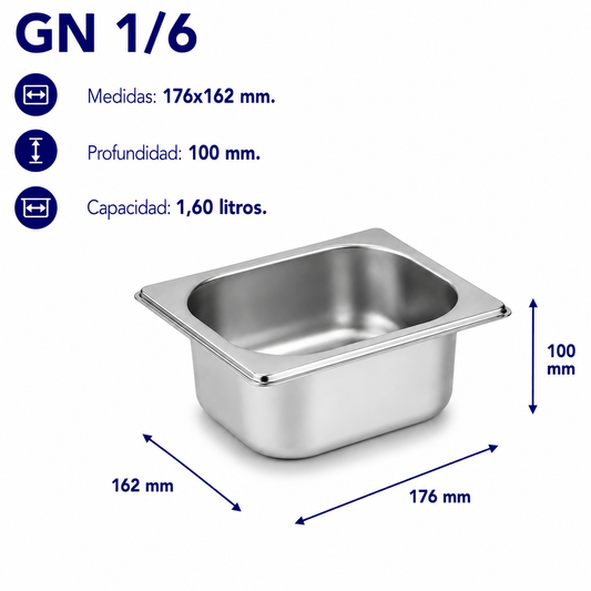 Cubeta Gastronorm 1/6 Lisa 100mm