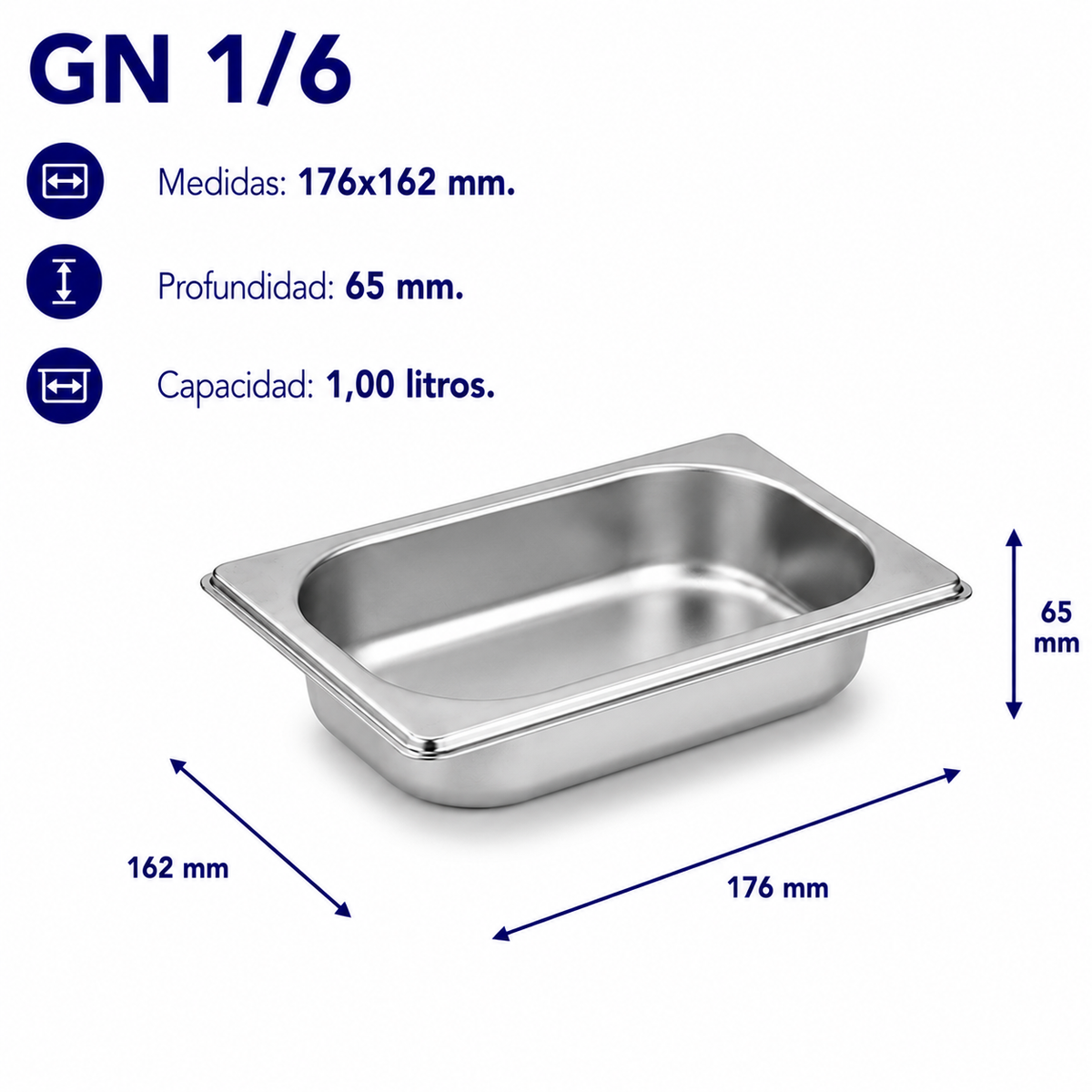 Cubeta Gastronorm 1/6 Lisa 65mm