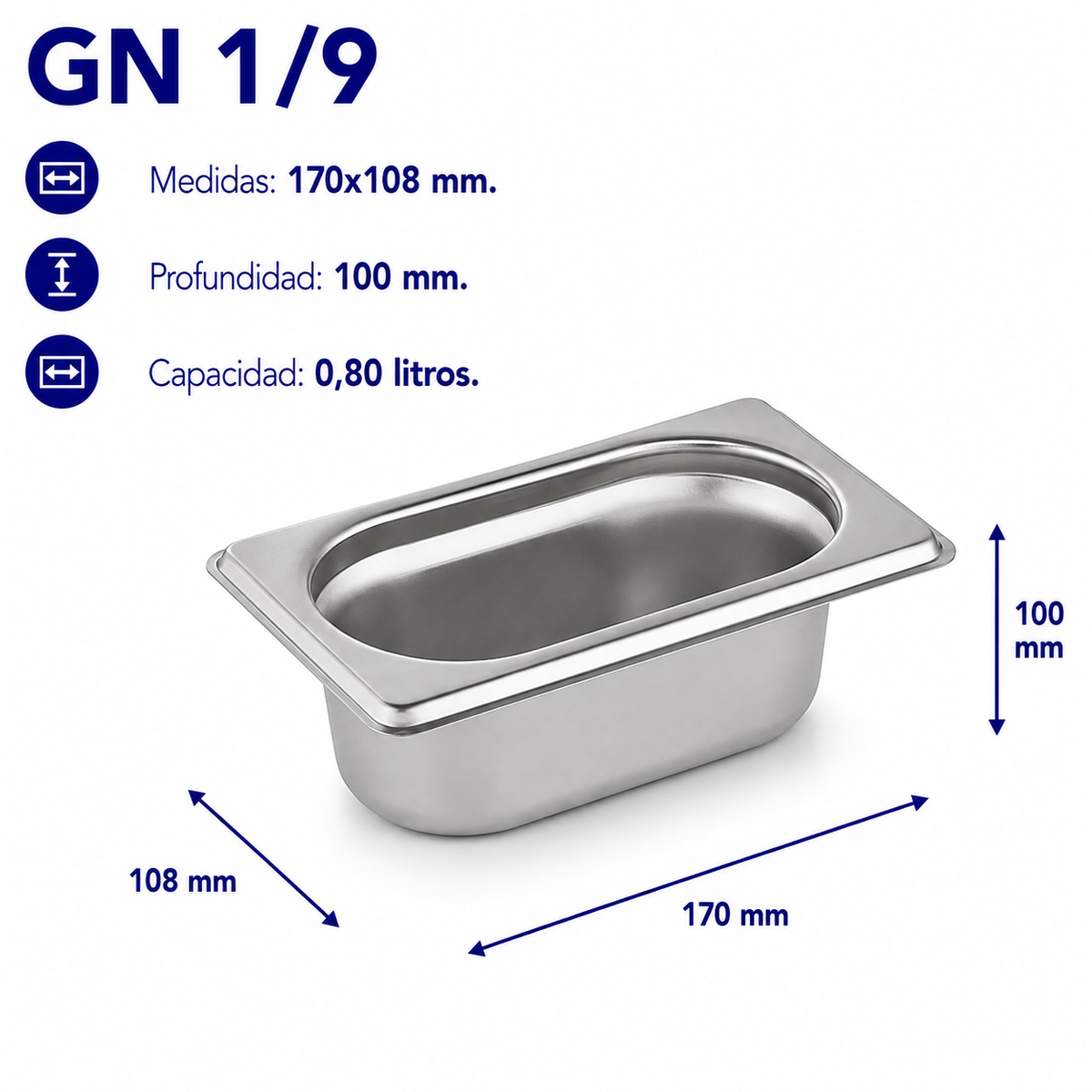 Cubeta Gastronorm 1/9 Lisa 100mm