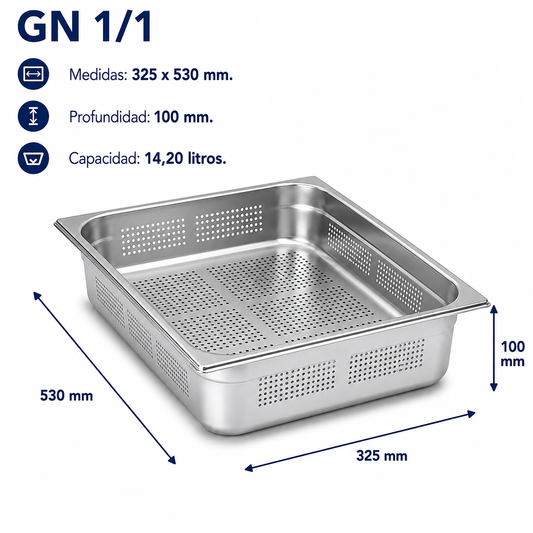 Cubeta Gastronorm 1/1 Perforada 100mm