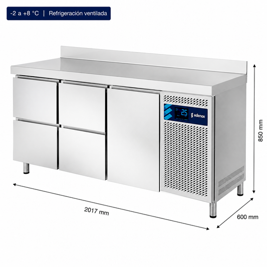 Mesa Refrigerada con Cajones Fondo 600 (MPS-200 HC HHD)