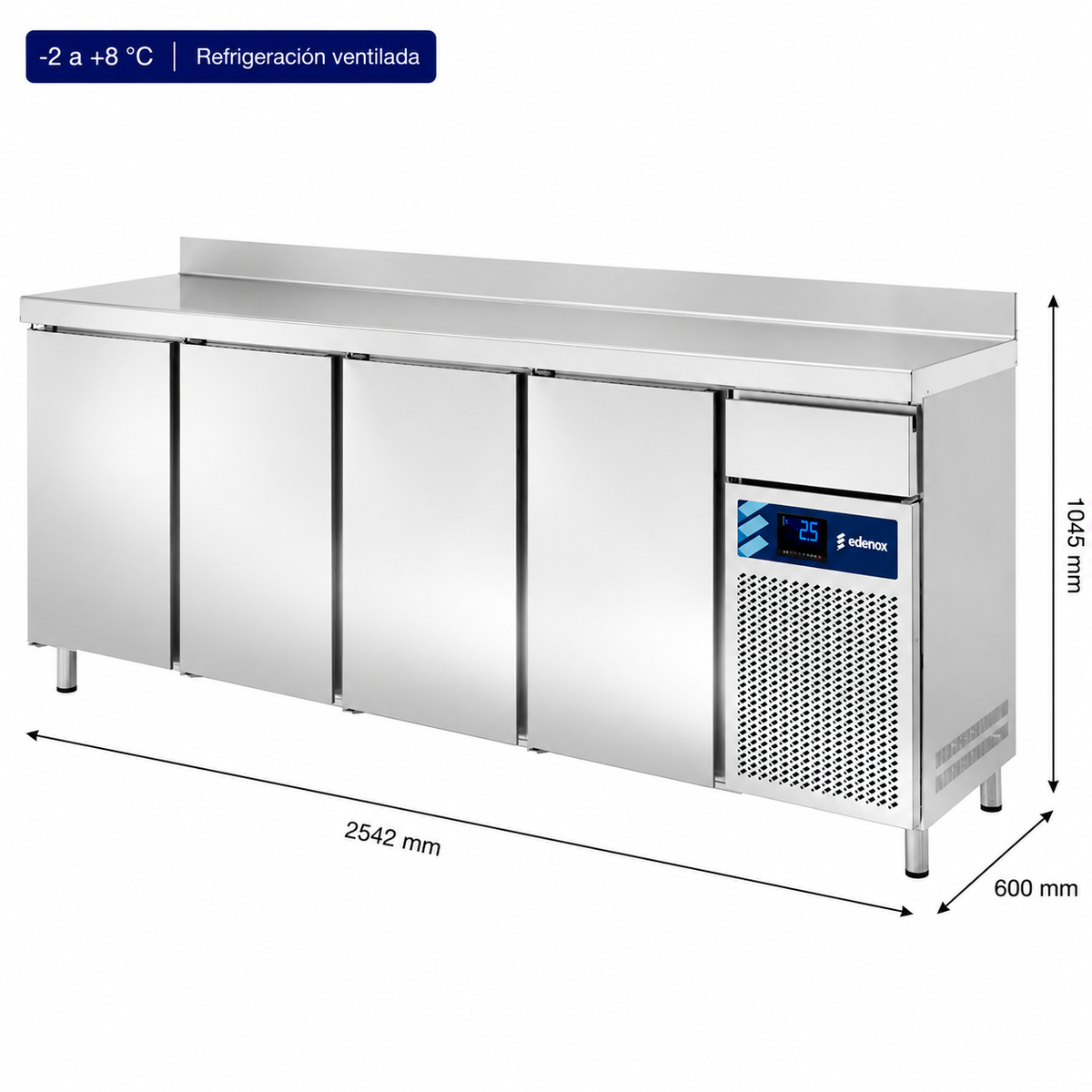 Mesa Refrigerada Frente Mostrador Fondo 600 - Puerta Ciega (FMPS-250 HC) Edenox