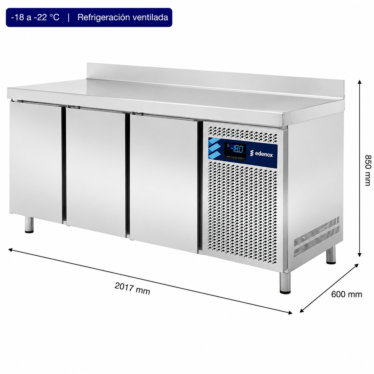 Mesa Refrigerada Mantenimiento Congelados Fondo 600 (MNS-200 HC) Edenox