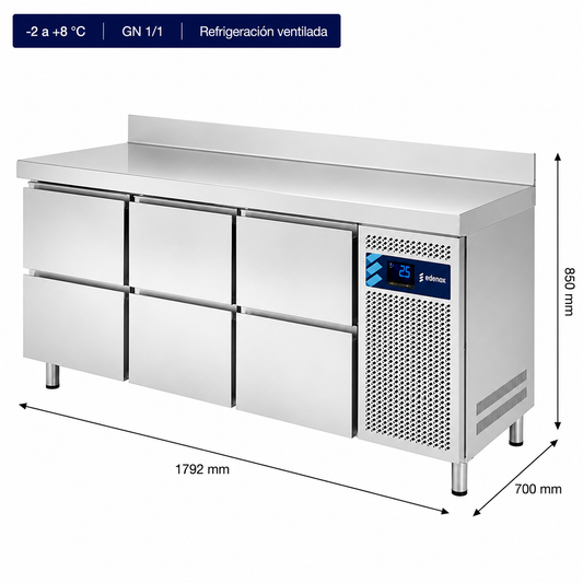 Mesa Refrigerada con Cajones Fondo 700 (MPG-180 HC HHH)