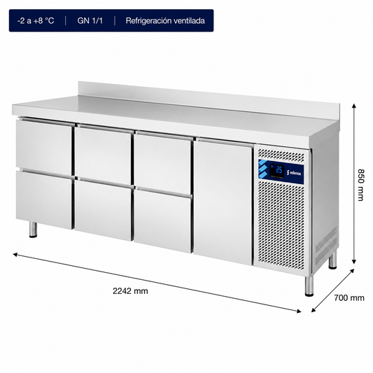 Mesa Refrigerada con Cajones Fondo 700 (MPG-225 HC HHHD)