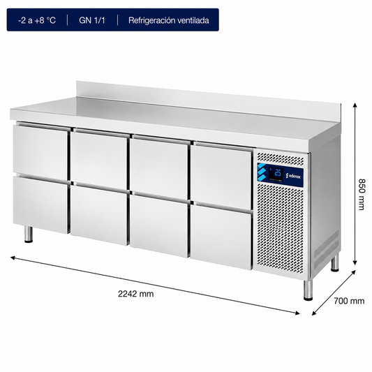Mesa Refrigerada con Cajones Fondo 700 (MPG-225 HC HHHH)