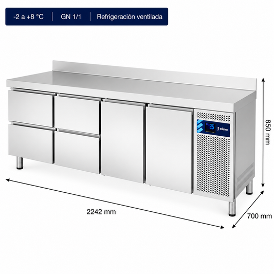 Mesa Refrigerada con Cajones Fondo 700 (MPG-225 HC HHDD)