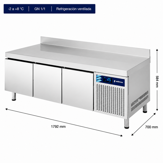 Mesa Refrigerada Altura 600mm Fondo 700 (MPGB-180 HC)