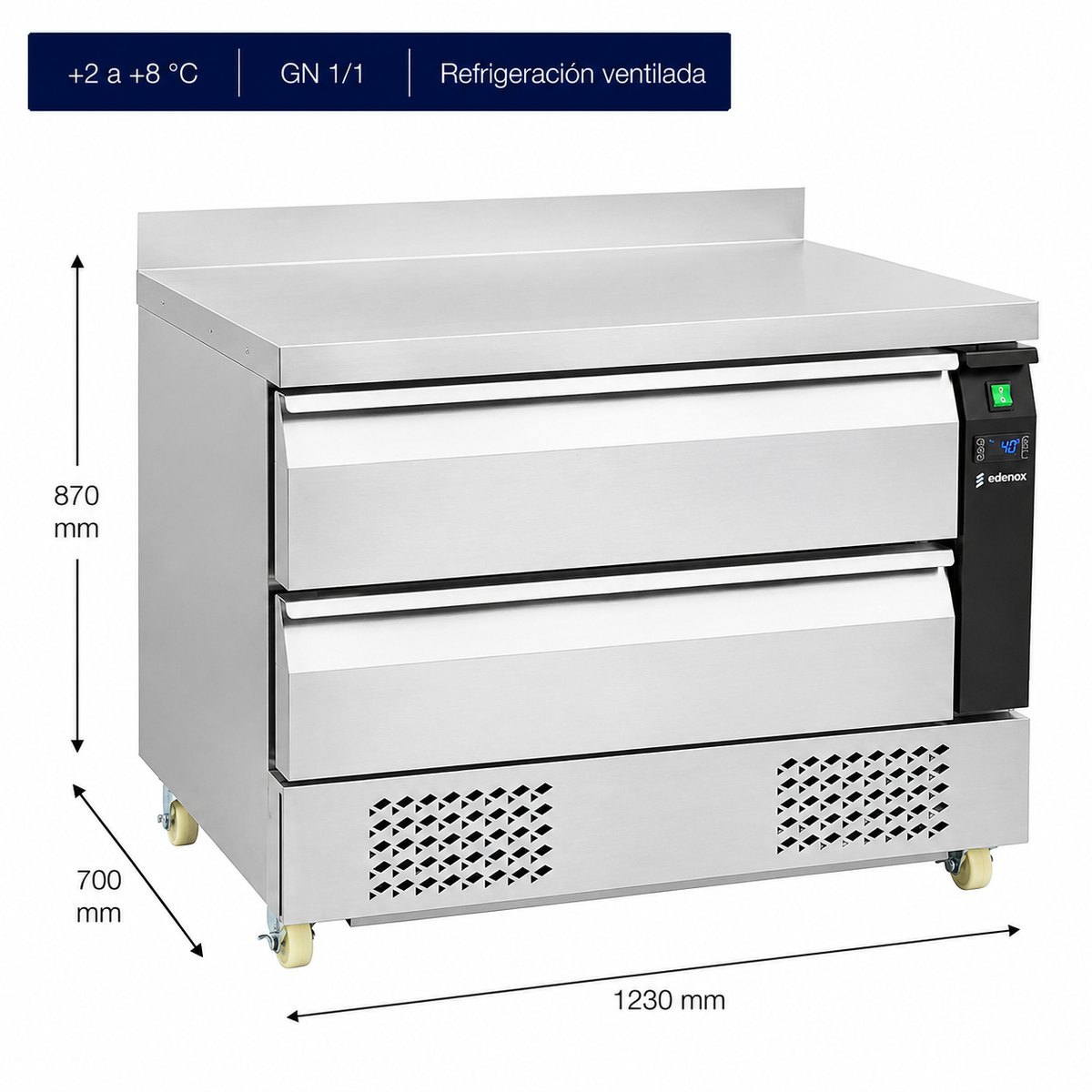 Mesa Refrigerada Flexdrawer Fondo 700 (MPG-120 H) Edenox