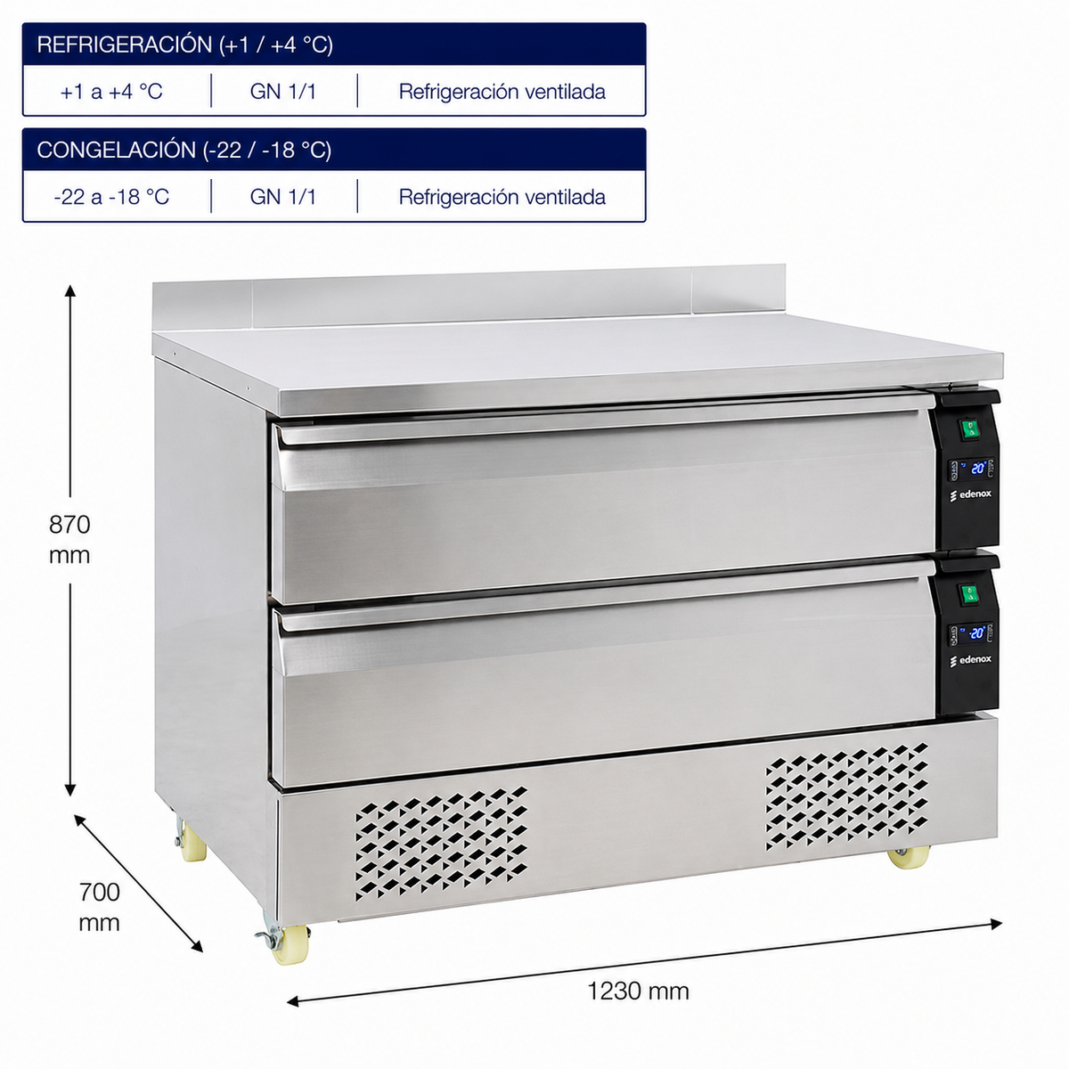 Mesa Refrigerada Flexdrawer Fondo 700 (MPG-120 H MIX) Edenox
