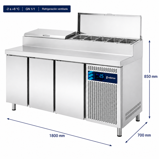 Mesa Refrigerada Expositor de Ingredientes GN 1/3 (MPGE2-180-I HC)