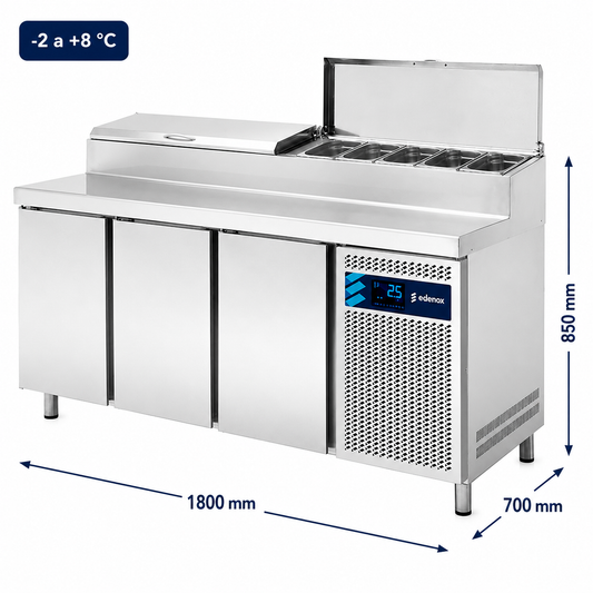 Mesa Refrigerada Expositor de Ingredientes GN 1/4 (MPGE2-180-I HC)