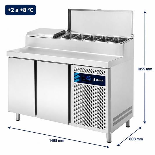 Mesa Refrigerada Expositor de Ingredientes GN 1/4 (MPPE2-150-I HC)