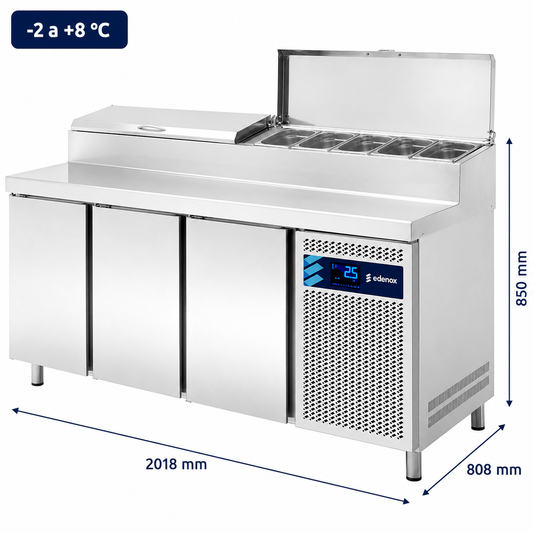 Mesa Refrigerada Expositor de Ingredientes GN 1/4 (MPPE2-200-I HC)