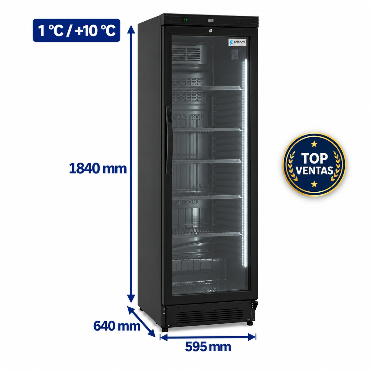 Armario Expositor Refrigerado de Cristal (APE-451-C S1 BLACK)