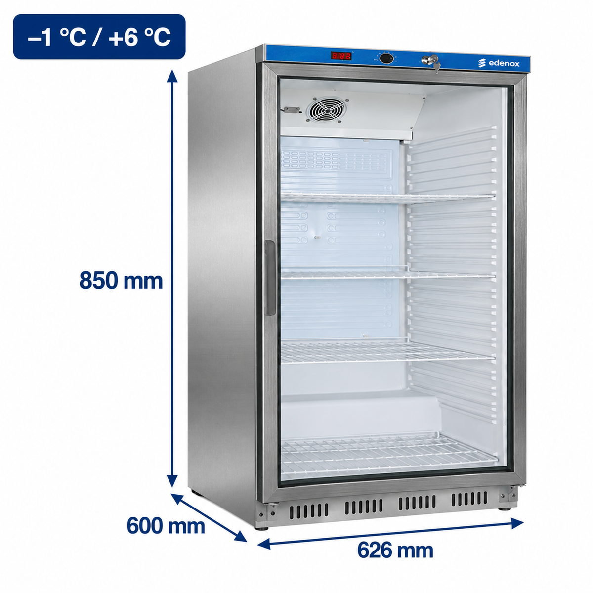 Armario Refrigerado Inox Puerta de Cristal (APS-251-I-C)